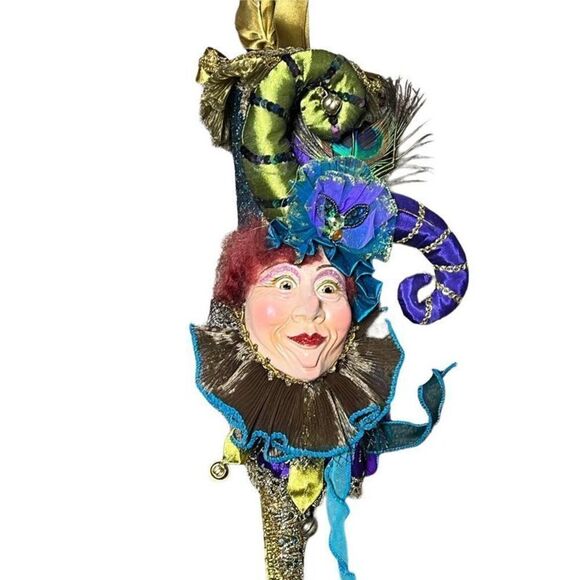 Katherine's Collection Kleski Alantini Harlequin Mardis Gras Hanging Cones Set o - Picture 4 of 6